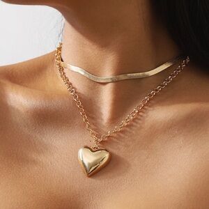 Double Layer Heart Necklace (8006)